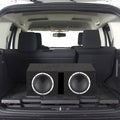 QPower QBASS Dual 12 Inch Heavy Duty MDF Material Car Audio Subwoofer Enclosure Boxes with Shared Slot Port Vent and Dual Chamber Design, Charcoal