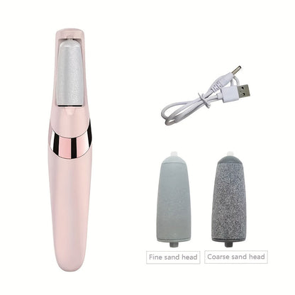Electric Foot File Callus Remover IPX4 Waterproof 2 Interchangeable Grinding Heads 2 Speed Settings Auto Light Portable Pedicure Tool Dead Skin Removal for Women Pink White