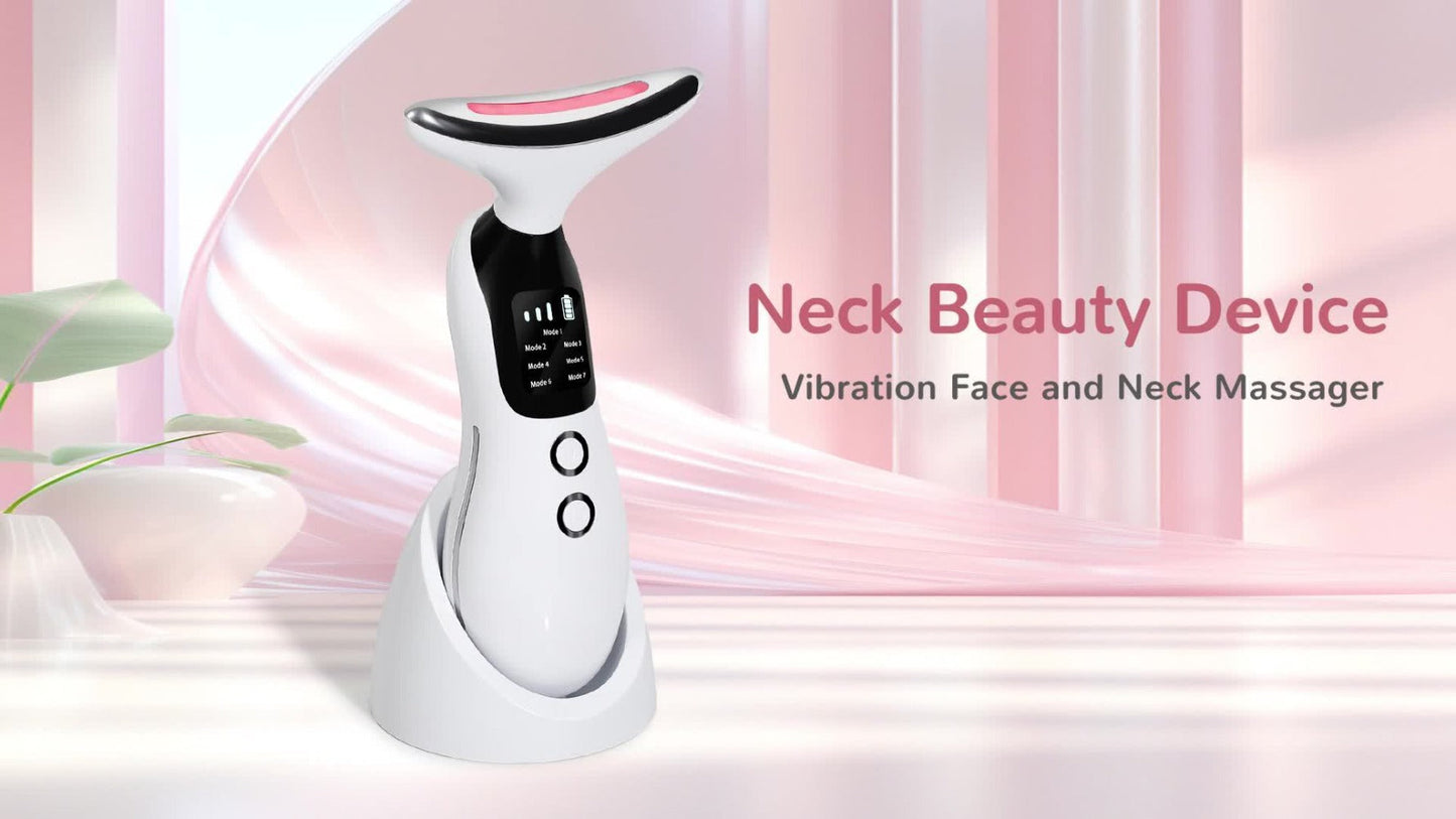 7-in-1 Neck Beauty Device with Base – Multi-Functional Skincare Tool, USB Rechargeable, Anti-Aging Neck Firming & Lifting, Mother's Day Gift for Women