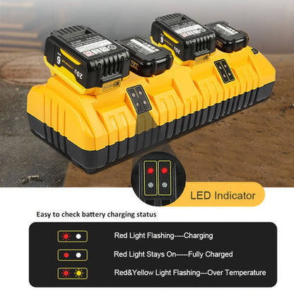 4-Port Battery Charger for DeWalt DCB104 Replacement 20V Max Rapid Charging Station with 2 USB Ports Compatible with 12V 20V DCB127 DCB200 DCB201 DCB204 DCB205 DCB206