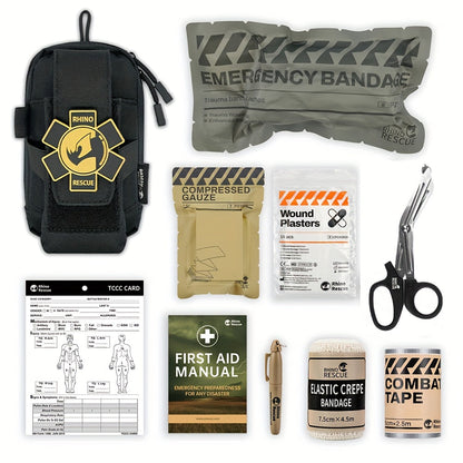 Tactical IFAK Waist Bag EDC First Aid Kit Pouch – 8-Piece Emergency Trauma Kit with Bandage, Gauze & Tourniquet for Outdoor, Camping & Everyday Carry