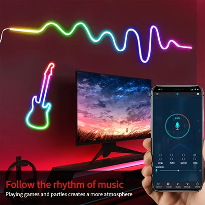LED Neon Rope Light IP65 Waterproof – RGB Color Changing Light Strip, App & Remote Control, Music Sync, Silicone Neon Light for Bedroom, Gaming Room, Indoor & Outdoor Decoration (3.2/9.8/16.4 Ft)