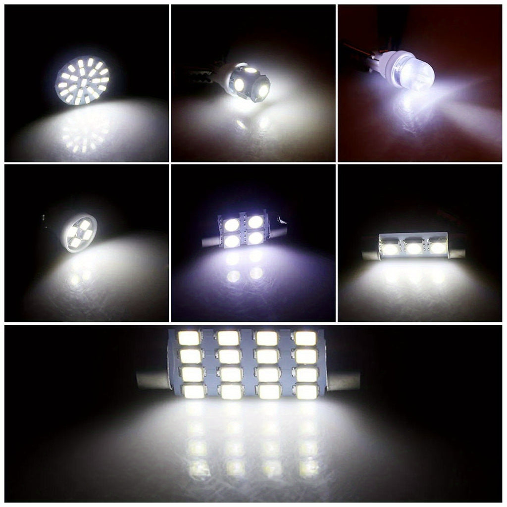 56PCS Car LED Combination Set 12V-T10 Width Indicator Dual Pointed Reading Light, Car Interior Combination LED Map Dome Luggage License Plate Indoor Light Bulb