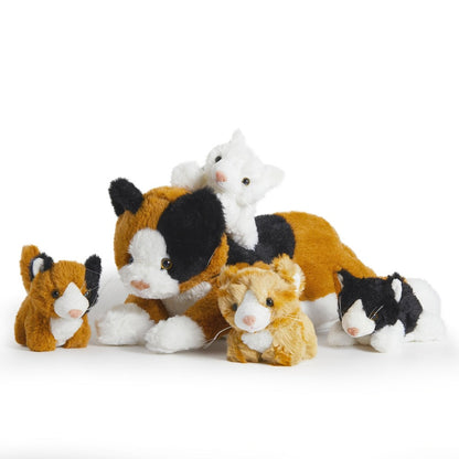 Cat Stuffed Animal Plush Set Mommy Cat with 4 Baby Kittens – Soft Cuddly Cat Family Toy Gift for Kids, Mother's Day Birthday Christmas Holiday Bed Sofa Decor