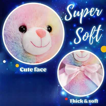 Musical Glowing Bunny Plush Toy 10 Inch – Rainbow Lop Ear Rabbit Stuffed Animal with LED Night Light & Lullaby Music for Toddlers Kids, Birthday Christmas Valentine Gift for Girls