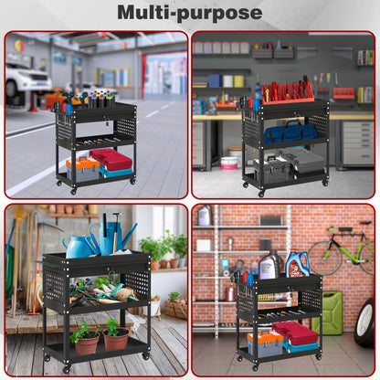 Three-Layer Rolling Tool Cart, Mechanical Tool Cart Wheels, Industrial Practical Trolley with Drawers And Screw Boxes, with Storage Garage, Warehouse And Repair Shop, Miscellaneous Storage Rack