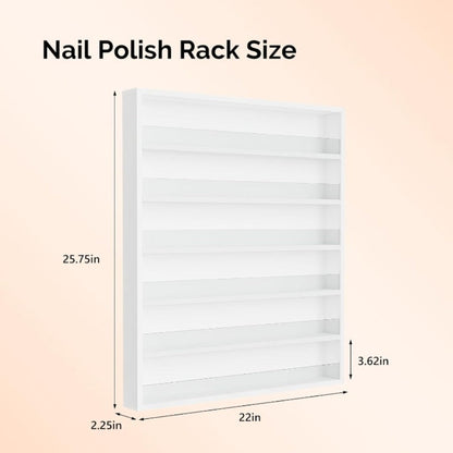 Nail Polish Rack Wall Mount Organizer 6-Tier & 10-Tier with Acrylic Baffle – Salon Display Shelf for Nail Polish Storage, Home Nail Studio & Spa, Black White Pink