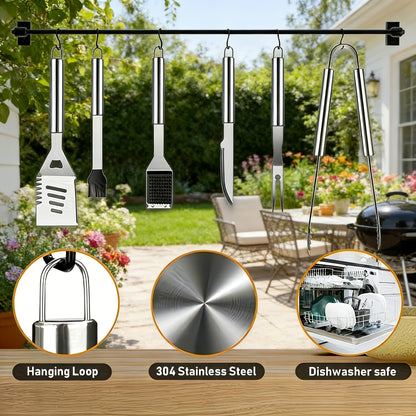 BBQ Griddle Tool Set with Aluminum Case, Oversized Spatula, Griddle Cover & Grill Scraper, Portable Outdoor Grilling Kit for Camping Parties Family Gatherings