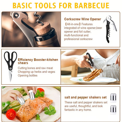 BBQ Griddle Tool Set with Aluminum Case, Oversized Spatula, Griddle Cover & Grill Scraper, Portable Outdoor Grilling Kit for Camping Parties Family Gatherings