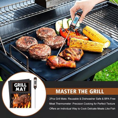 BBQ Griddle Tool Set with Aluminum Case, Oversized Spatula, Griddle Cover & Grill Scraper, Portable Outdoor Grilling Kit for Camping Parties Family Gatherings