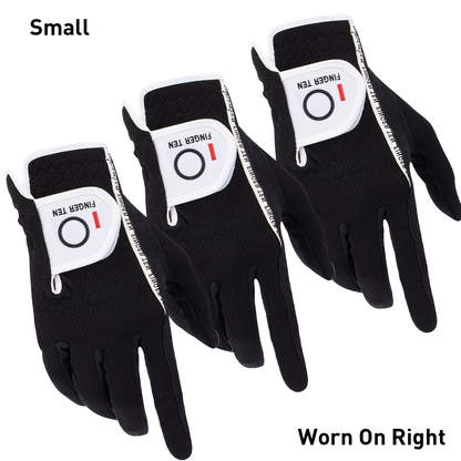 Wet Weather Golf Gloves Rain Grip 3-Pack for Men | Breathable Water-Resistant Golf Gloves for Left & Right Hand – Durable Comfortable Fit in Hot & Wet Conditions (Black, Gray, White | S–3XL)