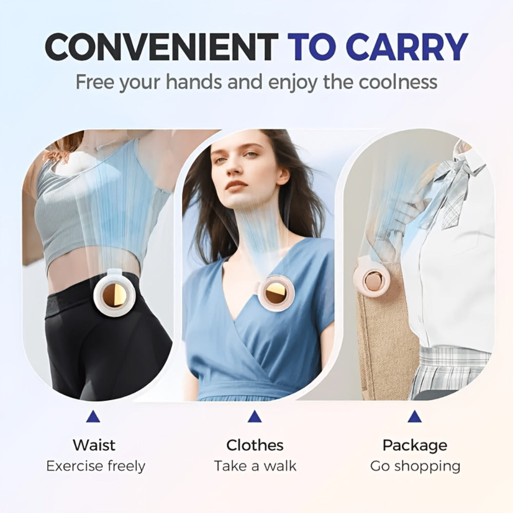 Clip-On Bladeless Neck Fan 360° Surround Wind | Rechargeable Hands-Free Mini Fan for Shirt & Waist, Portable Personal Cooling for Outdoor, Travel & Sports – Digital Display Option, Pink, Green & White, 1pc & 2pcs
