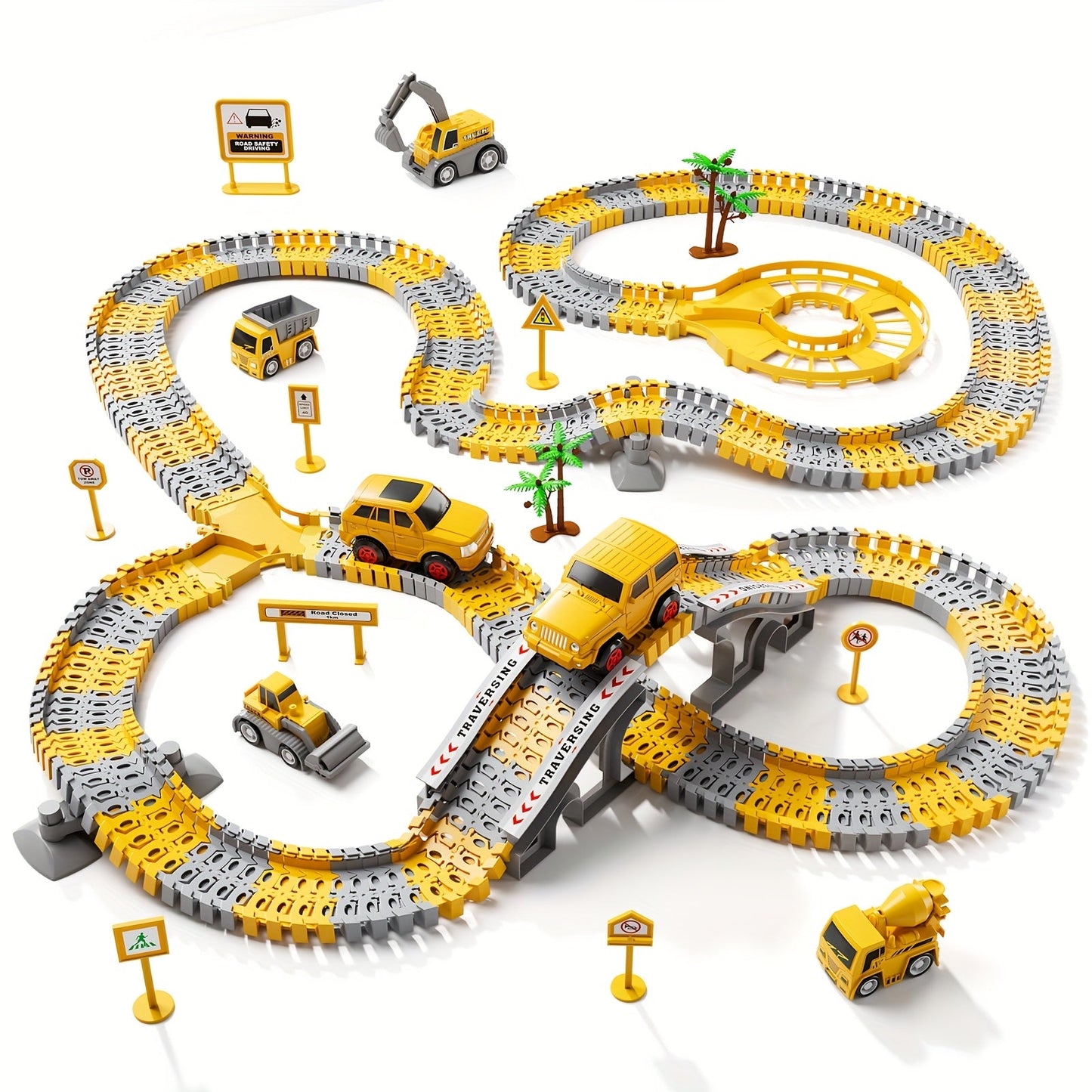 236-Piece STEM Race Track Car Toy Set for Kids Ages 3+ | Track Splicing & Racing, Engineering Construction Style | Preschool Education Gift for Boys Girls