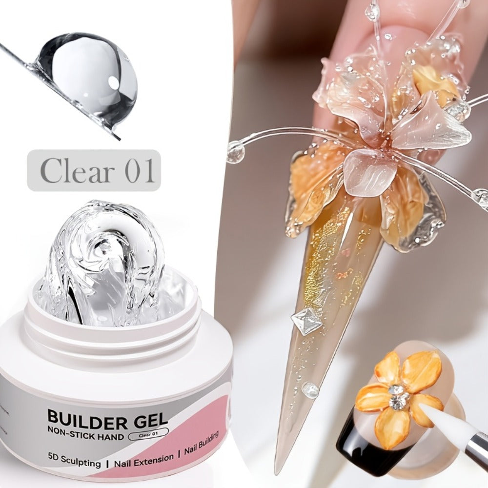 Builder Gel Nail Extension Sculpting Gel 60g No-Sticky Soak-Off – Clear & Milky White 3D Carving Molding UV/LED Curable Construction Gel for DIY & Salon Nail Art Women by BORN PRETTY