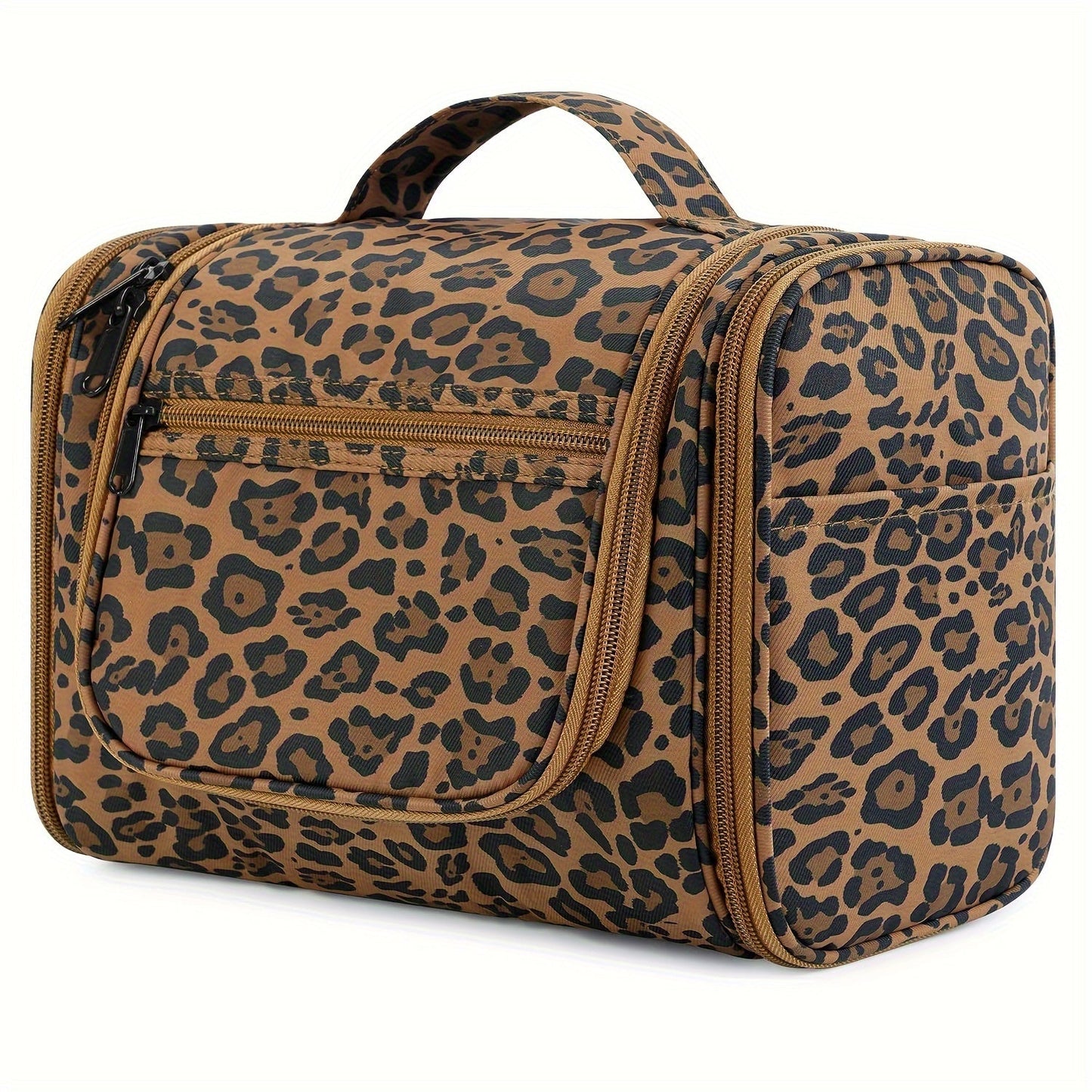 Hanging Toiletry Bag with Hook for Women Men Large Capacity Multi-Pocket Travel Shower Bag Cosmetic Makeup Organizer for Hotel Gym Camping 7 Prints Pink Black Leopard