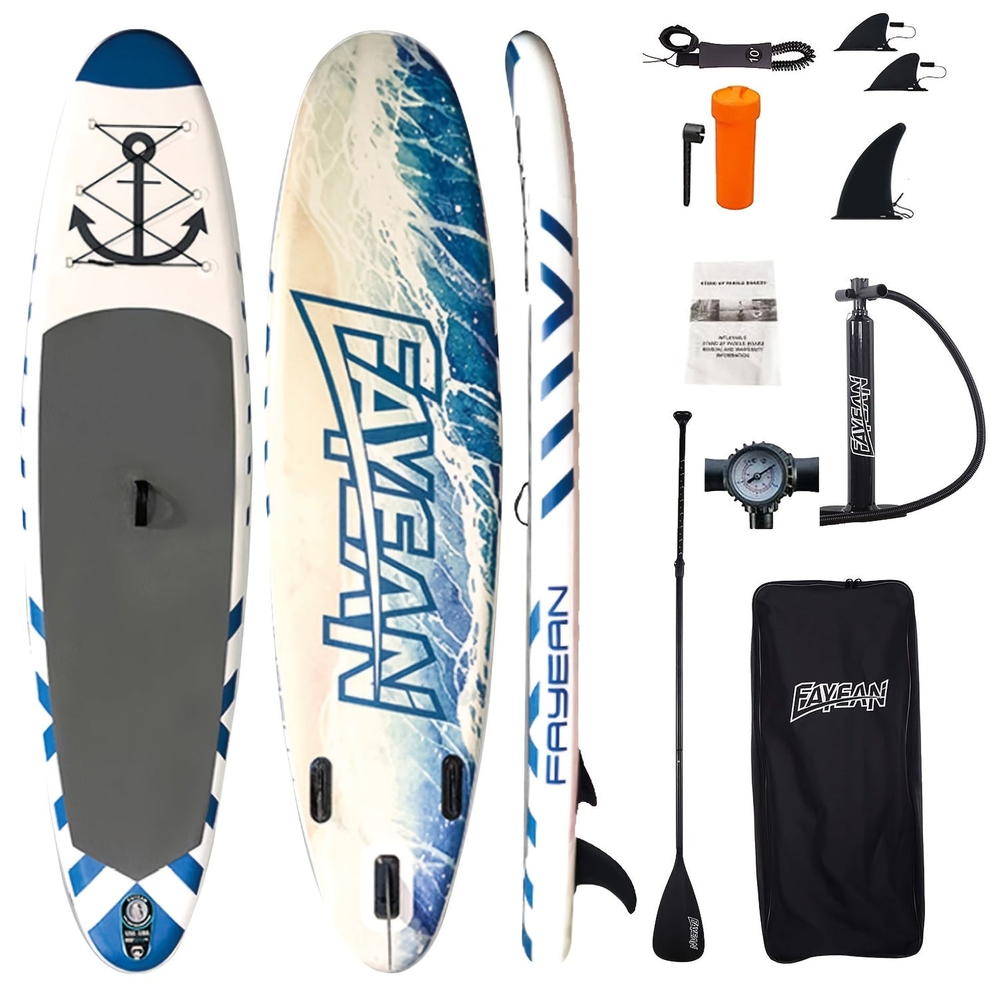 All-Around SUP Board 10.6ft Extra Wide Inflatable Paddle Board 400lbs Capacity with Accessories Safety Leash for Yoga Fishing Surfing All Skill Levels Family