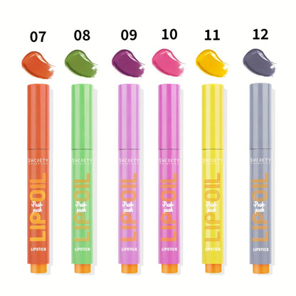 6-Piece Neon Press-On Lip Gloss Set High-Gloss Moisturizing Long-Lasting Bold Lip Makeup — Vibrant Mixed Shades Plumping Glossy Lipstick Bundle Gift Set for Women Girls All Skin Tones