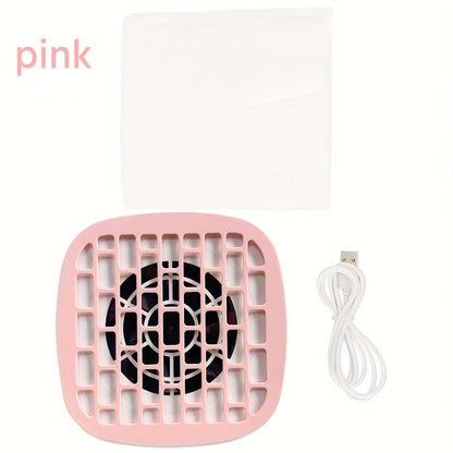 Nail Dust Collector Mini USB Electric Vacuum Cleaner with 10 Filter Pads & Strong Suction – Portable Nail Dust Suction Machine for Acrylic Gel Filing, Home Nail Station, Salon & Travel, White Pink Blue
