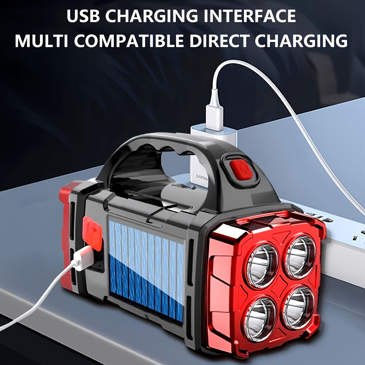 Rechargeable Solar Flashlight 2000 Lumen LED Torch with Power Bank USB-C Charging for Camping Hiking Outdoor Emergency