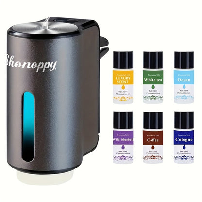 Car Air Freshener Diffuser USB Aromatherapy Humidifier with 3 6 10 Bottles Essential Oils 0.34oz Adjustable Fragrance Output Vehicle Scent Diffuser Gray Blue Red