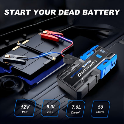 5000A Portable Jump Starter for Gas up to 9.0L Diesel up to 7.0L - Compact Car Battery Booster Pack with Digital Display LED Emergency Light