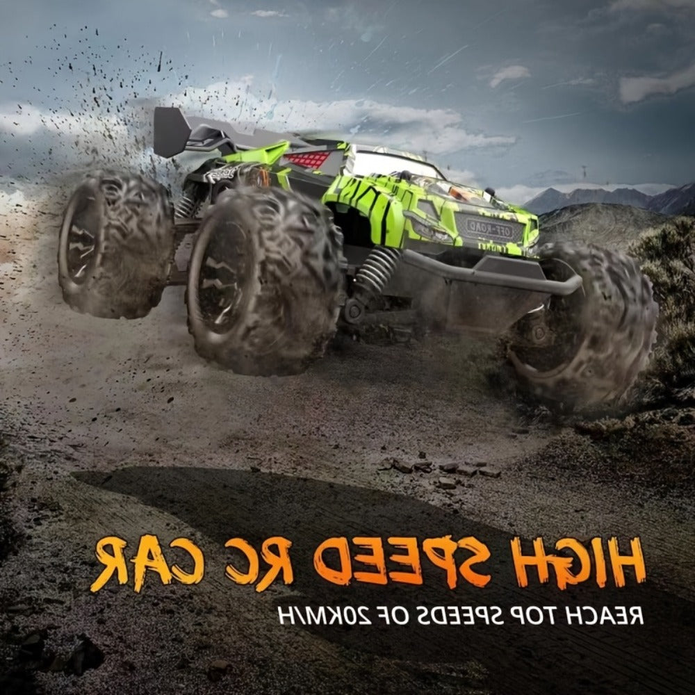 4WD RC Monster Truck for Kids with LED Lights High-Speed All-Terrain Remote Control Off-Road Car Toy for Boys Girls Ages 6+ – Outdoor Backyard Racing Birthday Christmas Gift