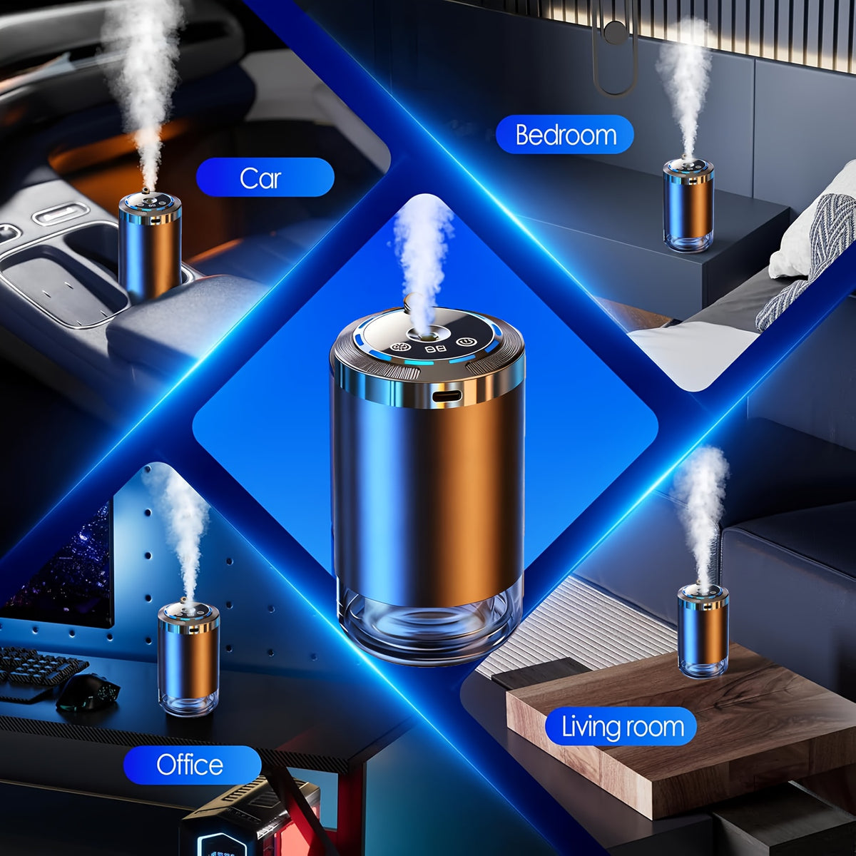 Smart Car Aroma Diffuser - Comes with 1/3 Bottles Of 1.69oz Ocean-scented Essential Oils, Car Air Freshener, Car Aroma Diffuser, Humidifier, Starry Sky Projection, And Ambient Light. Essential Oil Diffuser, The Essential Oil Diffuser Features Car