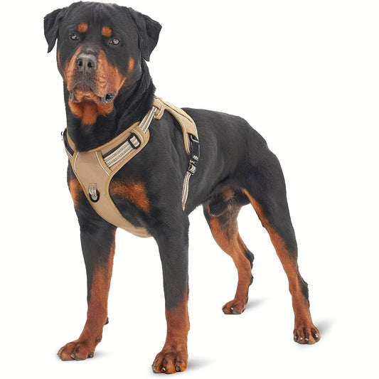 No-Pull Dog Harness Military Style Reflective Vest with Control Handle – Tactical Dog Harness for Training & Service Dogs, S/M/L/XL, Black, Dark Violet, Khaki, Grey, Yellowish-Brown