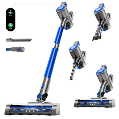 Vertical Vacuum Cleaner 55-70Kpa 3-Speed Adjustment with LED Floor Brush & Detachable Battery - 45 Min Runtime, Lightweight Handheld for Pet Hair, Carpet & Hard Floors, 7 Colors Available