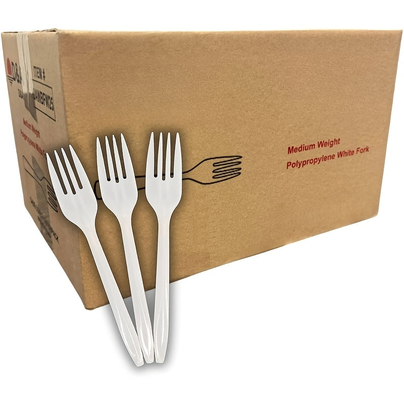 Disposable Plastic Forks 1000 Pack BPA-Free Medium Weight – White Bulk Plastic Cutlery Set for Takeout, Meal Prep, Catering, Parties & Everyday Dining | Heat-Resistant, Durable & Food Safe