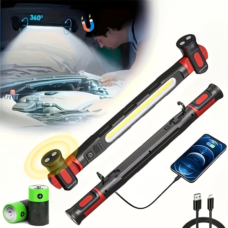 [Father's Day Gifts] 3000LM Underhood Work Light Bar, Rechargeable LED Work Light With Hanging Hook, Ideal For Auto Repair/Mechanical Maintenance/Garage Use/Emergency Situations - Father's Day Dad Gifts