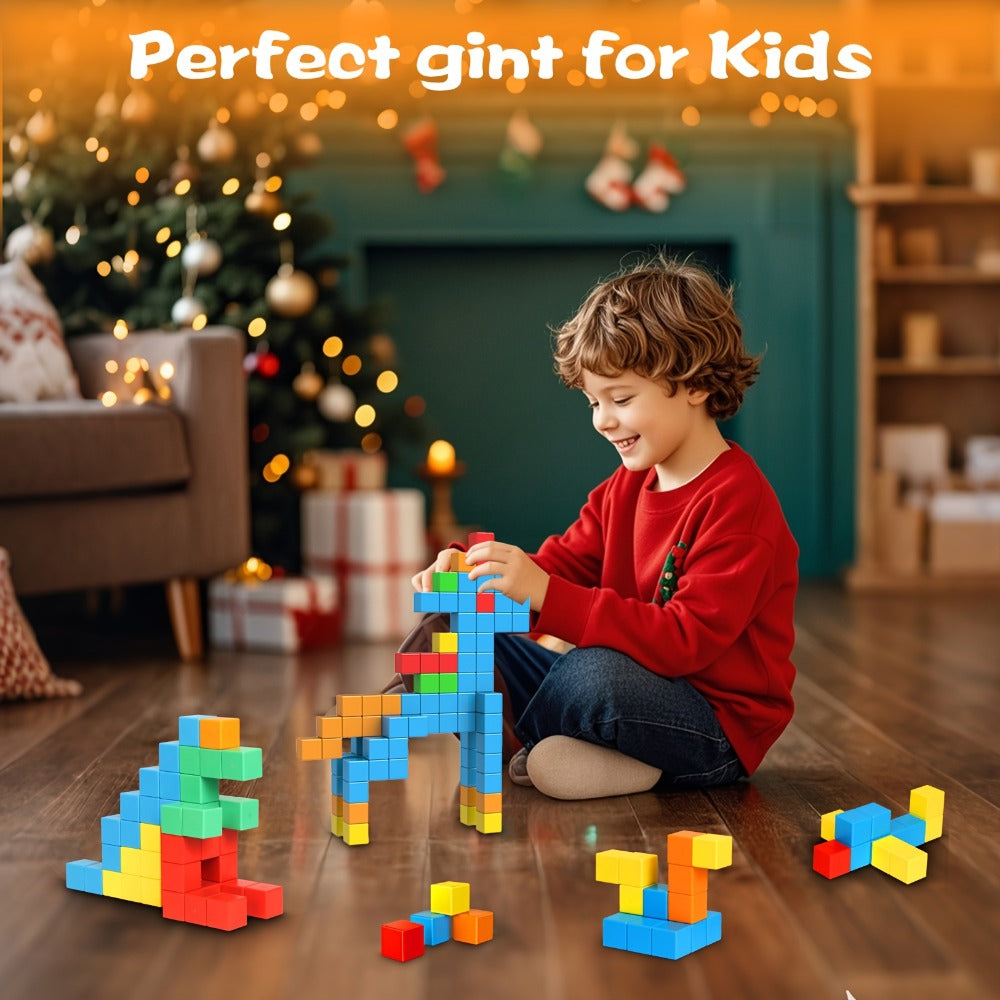 Magnetic Cube Building Blocks 35 Pcs for Toddlers Rainbow Sensory STEM Toy Ages 3-5 – Safe Large Sealed Magnet Blocks for Boys & Girls, Bath Toy, Educational Construction Gift