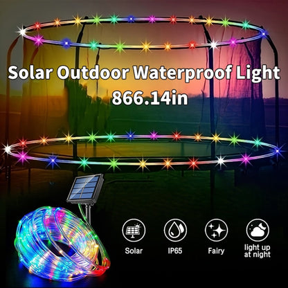 Solar Trampoline Lights for Kids – IP65 Waterproof LED Trampoline Accessories, 8 Dynamic Modes, Solar Powered Outdoor Light for 8-16ft Trampolines | Warm White, Multicoloured, White