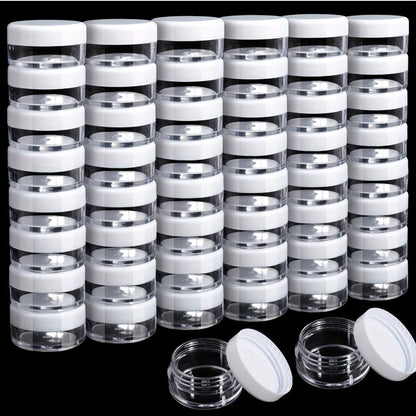 Mini Cosmetic Containers with Lids 60 Pack – 5g Small Round Plastic Sample Jars for Travel, Lip Balm, Lotion, Cream & DIY Beauty – Bulk Refillable Empty Pots for Skincare Packaging & Gifting