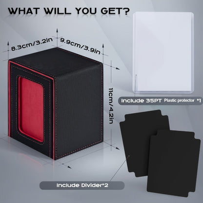 Deck Box Trading Card Storage 100 Double Sleeved Cards Commander Window Display – TCG MTG Pokemon EDH Sports Card Organizer 5 Colors