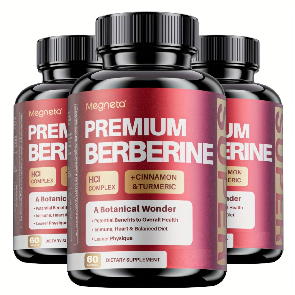 Berberine with Ceylon Cinnamon, Turmeric & Black Pepper – Premium Blood Sugar Support, Vascular Health & Digestive Wellness Capsules | 60 Capsules 1 Month Supply | 1, 2 or 3 Bottle Pack