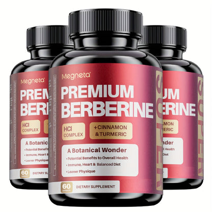 Berberine with Ceylon Cinnamon, Turmeric & Black Pepper – Premium Blood Sugar Support, Vascular Health & Digestive Wellness Capsules | 60 Capsules 1 Month Supply | 1, 2 or 3 Bottle Pack