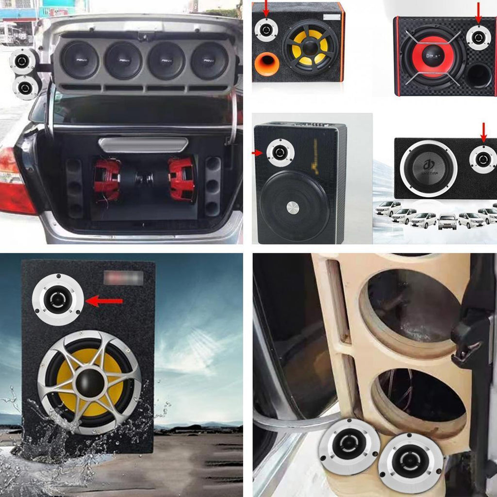Set of 2, Maximum Power of 500W, 4-Ohm High-Pressure Car Ultrasonic Tweeter Featuring an Aluminum Frame And Diaphragm, Dual-Channel with Capacitor, Without Battery
