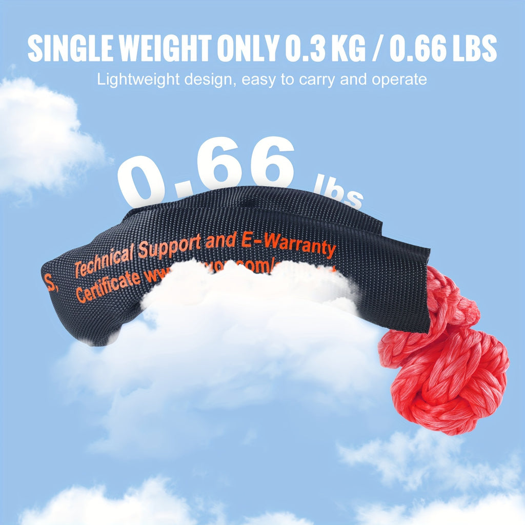 VEVOR Soft Shackle Synthetic Recovery Rope 2PCS 1/2"x22" 44092lbs Break Strength