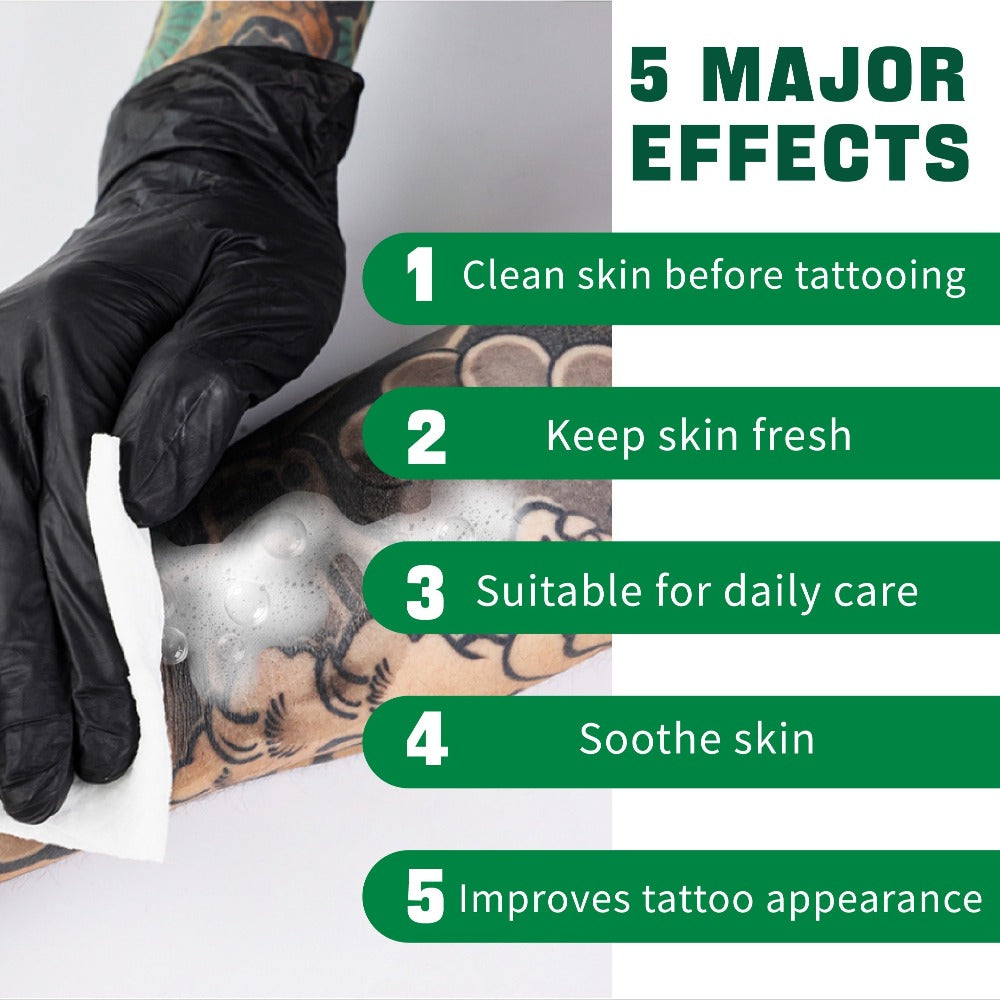 Tattoo Green Soap Concentrated Cleaning Solution 8.5oz with Squeeze Bottle Skin Prep Before During & After Tattooing Moisturizing Balm Lint-Free Wipes for Artists & PMU
