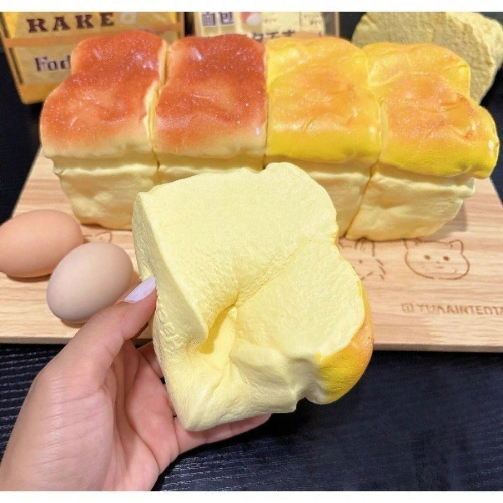 Slow Rise Bread Squishy Toy 2-Pack – Soft Squeeze Fidget Sensory Toys for Anxiety Relief & Stress, Non-Toxic TPU Foam, Mixed Color Light & Dark, Desk Decor | Toy Play Nest