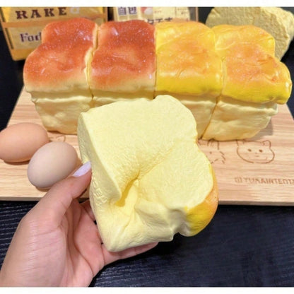 Slow Rise Bread Squishy Toy 2-Pack – Soft Squeeze Fidget Sensory Toys for Anxiety Relief & Stress, Non-Toxic TPU Foam, Mixed Color Light & Dark, Desk Decor | Toy Play Nest
