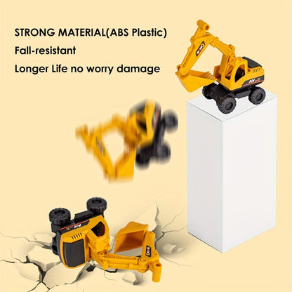 4-Piece STEM Construction Toy Vehicle Set for Toddlers | Shatterproof Excavator Mixer Dump Truck Bulldozer | No Battery Needed | Kids Engineering Toy Ages 2+
