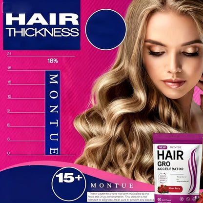 MONTUE Biotin Hair Gummies with Arginine, Vitamin C & Vitamin E – Daily Hair Nourishment Supplement for Women, Mixed Berry Flavor, 60 Soft Chews 30-Day Supply