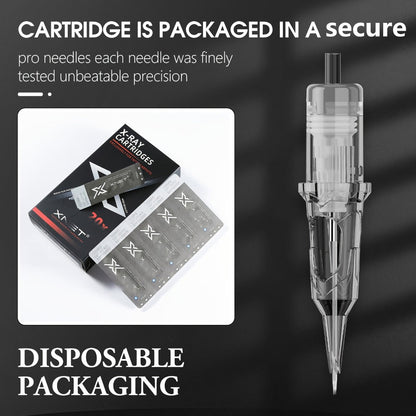 XNET X-RAY Tattoo Cartridge Needles Mixed Set 20pcs RL RS RM Round Liner Shader Curved Magnum Safety Membrane EO Gas Sterilized 316L Stainless Steel for All Cartridge Machines Artists & Beginners