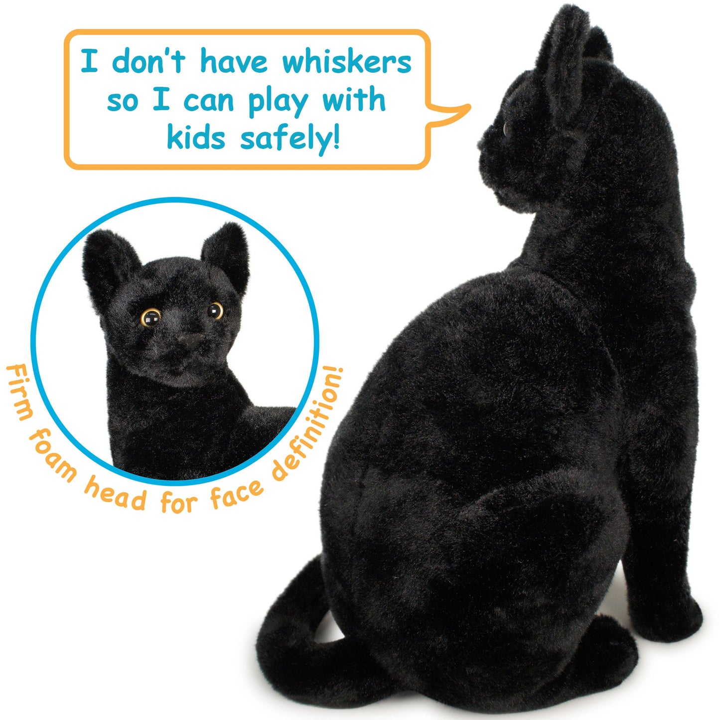 Boone Black Cat Plush Toy 13 Inch Lucky Black Cat Stuffed Animal — Premium Soft Kawaii Kitty Doll for Kids Adults, Unique Halloween Birthday Christmas Gift for Cat Lovers Girls Boys