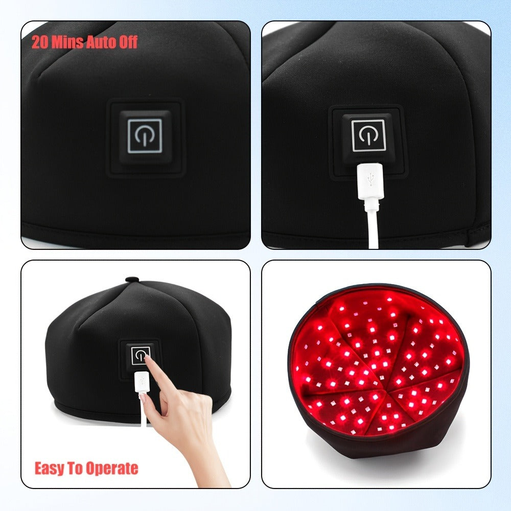 Red Light Therapy Cap for Hair Growth & Scalp Care – 120 LEDs, 630nm Red Light & 820nm Near Infrared, Wearable LED Hair Therapy Helmet, Father's Day Gift for Men & Women, Black & Gray