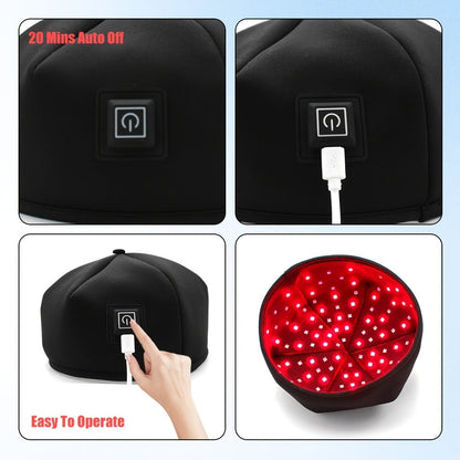 Red Light Therapy Cap for Hair Growth & Scalp Care – 120 LEDs, 630nm Red Light & 820nm Near Infrared, Wearable LED Hair Therapy Helmet, Father's Day Gift for Men & Women, Black & Gray