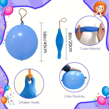 Punch Balloons for Kids 48 Pack – Neon Bouncing Balloons with Elastic Rubber Band for Birthday Party Favors, Carnival Prizes, Goody Bag Stuffers, Halloween & Easter Basket Fillers