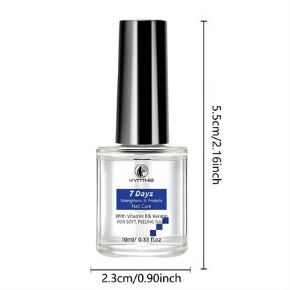 Nail Strengthener Oil Vitamin E Keratin 10ml 7-Day Anti-Breakage — Nail Care Serum with Hyaluronic Acid & Jojoba Oil for Soft Peeling Chipping Brittle Nails | Daily Brush-On Treatment for Women